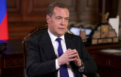 Russia's Security Council Deputy Chairman Medvedev gives interview to Al Jazeera